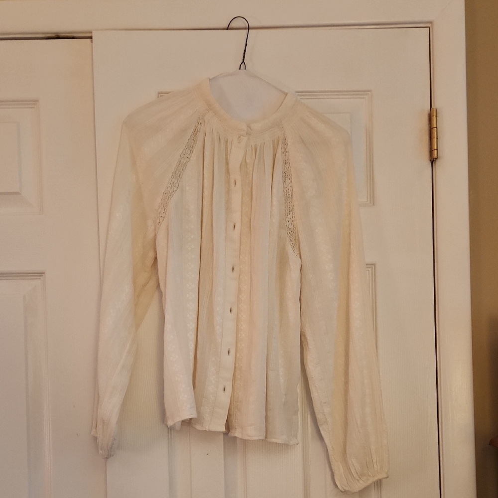 Universal Thread Cream Button-Up Blouse - image 1